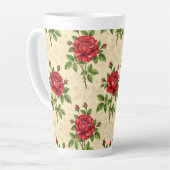 Red rose vintage pattern カフェラテマグ (左アングル)
