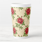 Red rose vintage pattern カフェラテマグ (正面)