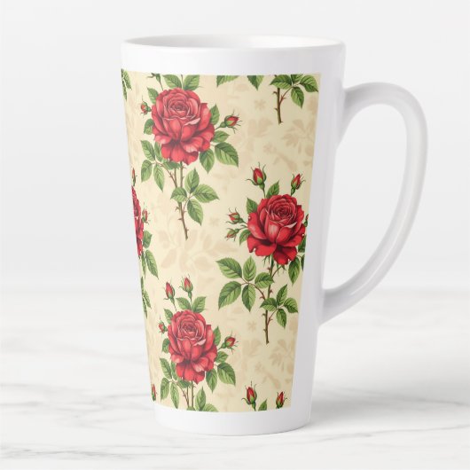 Red rose vintage pattern カフェラテマグ (右)