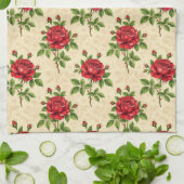 Red rose vintage pattern キッチンタオル (折り畳み)