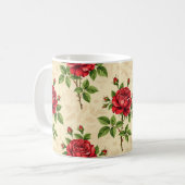 Red rose vintage pattern コーヒーマグカップ (正面左)