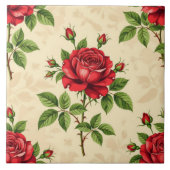 Red rose vintage pattern タイル (正面)