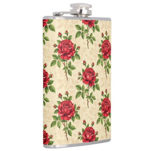 Red rose vintage pattern フラスク (右)