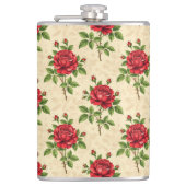 Red rose vintage pattern フラスク (正面)