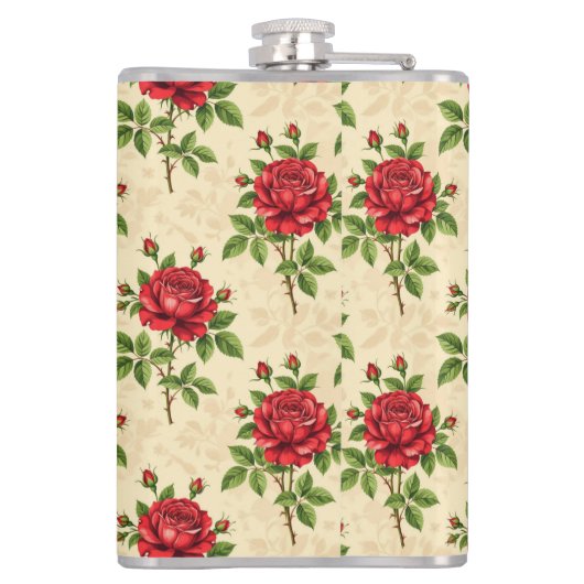 Red rose vintage pattern フラスク (裏面)