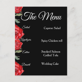 Red Rose Watercolor Elegant Menu Minimalist ポストカード