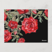 Red Rose Watercolor Elegant Menu Minimalist ポストカード (裏面)