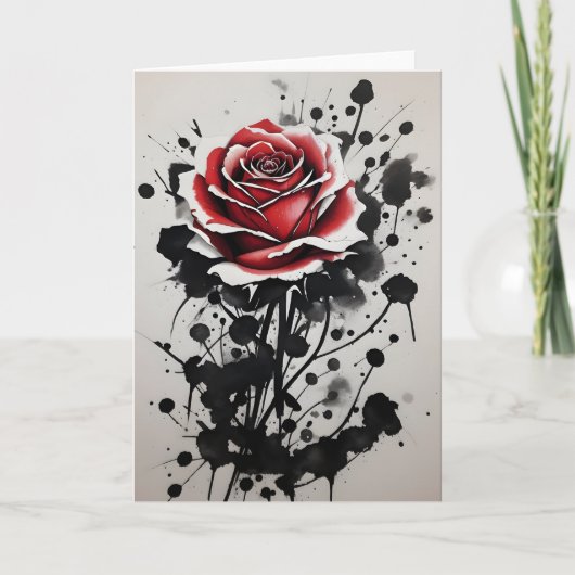 Red Rose - Watercolor flowers カード (正面)