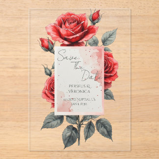Red Rose Wedding Invitation アクリル招待状