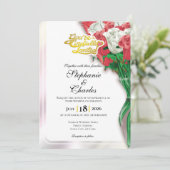 Red Rose Wedding Invitation - Gold Lettering 2 招待状 (スタンド正面)