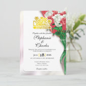 Red Rose Wedding Invitation - Gold Lettering 3 招待状 (スタンド正面)