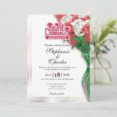 Red Rose Wedding Invitation - Red Lettering 3 招待状 (スタンド正面)