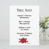 Red Rose Wedding Table Number Name List Card プログラム (スタンド正面)