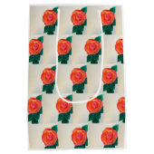 Red Rose with Green Leaves ミディアムペーパーバッグ (裏面)