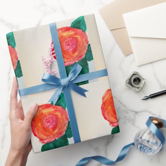 Red Rose with Green Leaves ラッピングペーパー (ギフト)