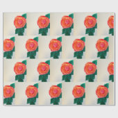 Red Rose with Green Leaves ラッピングペーパー (フラット)