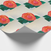 Red Rose with Green Leaves ラッピングペーパー (角)