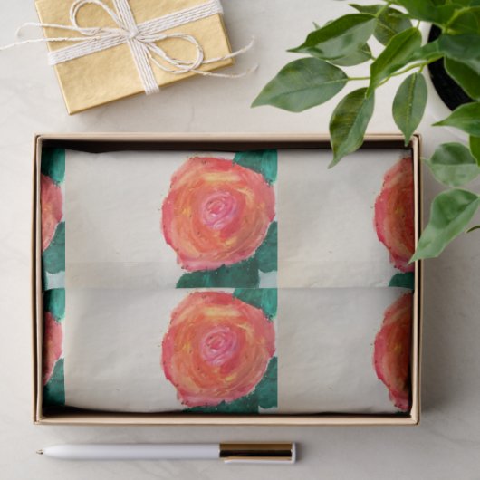 Red Rose with Green Leaves 薄葉紙 (ギフト)