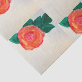 Red Rose with Green Leaves 薄葉紙