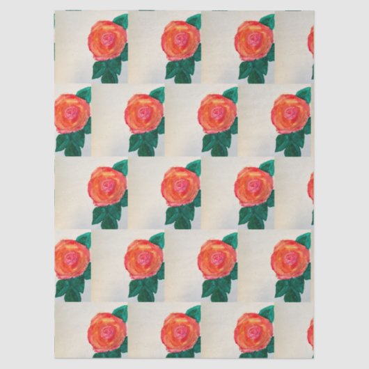 Red Rose with Green Leaves 薄葉紙 (正面)