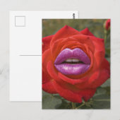 Red Rose with Pink Lips Collage ポストカード (正面/裏面)