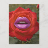Red Rose with Pink Lips Collage ポストカード (正面)