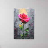 Red Rose with Stem Texture Abstract Wall Art キャンバスプリント (正面)