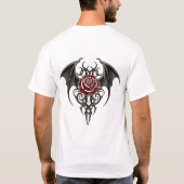 Red Rose with Tribal Wings Tシャツ (裏面)
