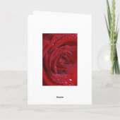 Red rose with water drops Greeting card with love カード (裏面)