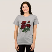 "Red Rose Women's T-Shirt – Feminine Elegance in B トライブレンドＴシャツ (正面全面)