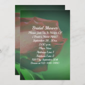 Red Rosebud Floral Bridal Shower  招待状 (正面/裏面)