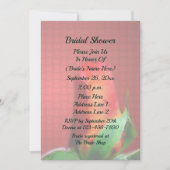 Red Rosebud Flower Bridal Shower 招待状 (正面)