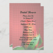 Red Rosebud Flower Bridal Shower  招待状 (正面/裏面)