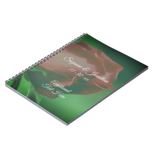 Red Rosebud Flower Personalized Wedding ノートブック (左側)