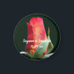 Red Rosebud Flower Personalized Wedding マグネット<br><div class="desc">Lovely red and yellow rosebud flower photography by Susan wedding favor refrigerator magnet. Fill in your information in the template. Make more changes to text and font size, style, and color by clicking on Customize. This design is available on many products in my gallery. Please visit Smilin' Eyes Treasures to...</div>