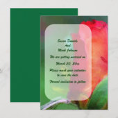 Red Rosebud Flower Wedding  セーブザデート (正面/裏面)