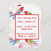 Red Rosella Parrot Boys Birthday Invitation 招待状 (正面/裏面)