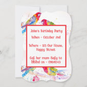 Red Rosella Parrot Boys Birthday Invitation 招待状 (正面)