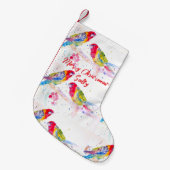 Red Rosella Parrot Parrots Birds Watercolor スモールクリスマスストッキング (正面 (吊り時))