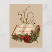 Red RosesとOpen Bibleが飾られた日付を保存 案内ポストカード (正面)