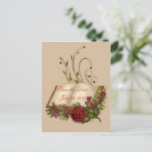 Red RosesとOpen Bibleが飾られた日付を保存 案内ポストカード (スタンド正面)