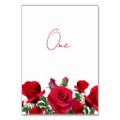 Red Rosesのテー結婚ブル番号カ書ード テーブルナンバー (正面)