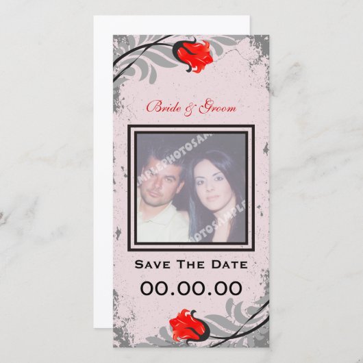 Red Rosesは日付の写真カードを保存 セーブザデート (正面/裏面)