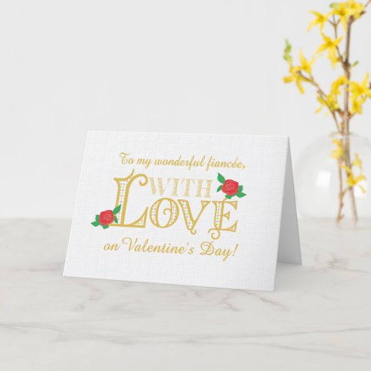 Red Rosesカードを持つフィアンスバレンタインデーのために カード (黄色い花)