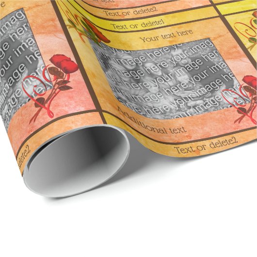 Red Rosesハートあなたの写真パーソナライズされた ラッピングペーパー (ロールコーナー)