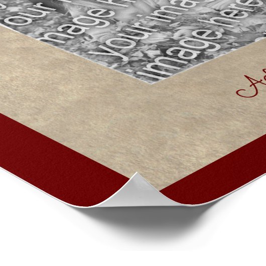 Red Rosesハートフレーム独自の写真を作成 ポスター (角)