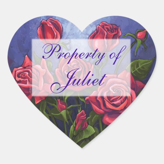 Red Rosesハートブックステッカー ハートシール (正面)