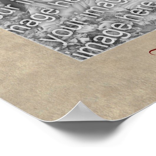 Red Rosesハート写真の追加パーソナライズされた ポスター (角)