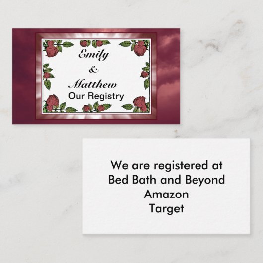 Red RosesフレームイメージとLt Red Cloudsレジストリ エンクロージャーカード (正面/裏面)