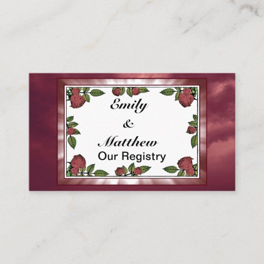 Red RosesフレームイメージとLt Red Cloudsレジストリ エンクロージャーカード (正面)